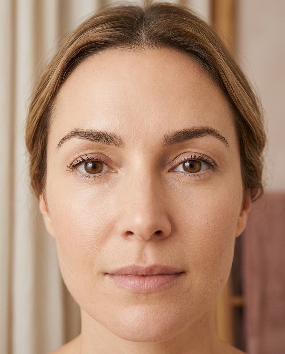 Close-up of a woman's rested under-eye area with a smooth transition from lower lid to cheek, illustrating EZ Gel PRF under-eye filler for the tear trough at The Beauty Spot Medspa in North Haven, CT.