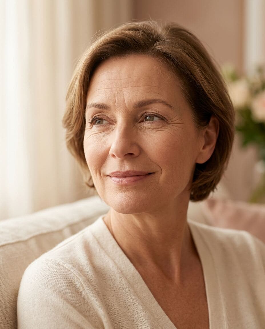 Editorial portrait of a patient consulting about wrinkles and fine lines.